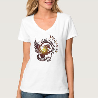 Gold Pegasus2 Damen V-Shirt T-Shirt