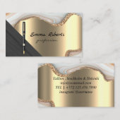 Gold Pen Gradient Glitzer Moderner Visitenkarte (Vorne/Hinten)
