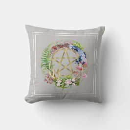 Gold Pentagramm Natureath Blume Bohemisch Kissen