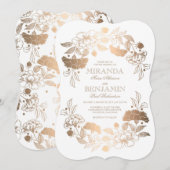 Gold Peonies | Blumenelegant und Vintage Wedding Einladung (Vorne/Hinten)