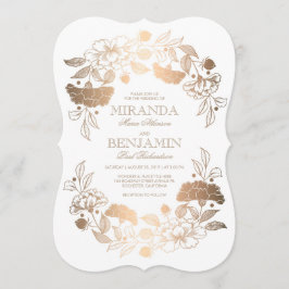 Gold Peonies | Blumenelegant und Vintage Wedding Einladung