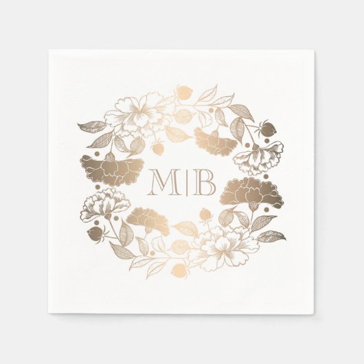 Gold Peonies - Blumengarten Hochzeit Serviette (Vorderseite)