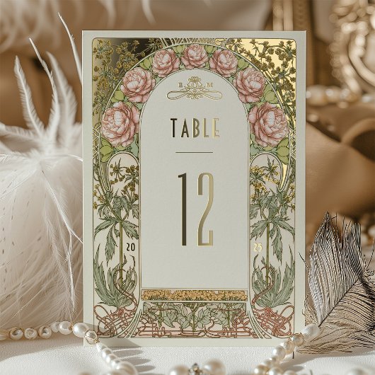 Gold Peonies Vintage Hochzeiten Tischnummern