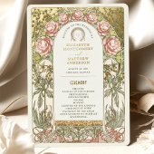 Gold Peonies Vintage Wedding Program Folieneinladung