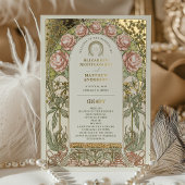 Gold Peonies Vintage Wedding Program Folieneinladung