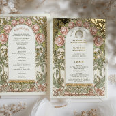 Gold Peonies Vintage Wedding Program Folieneinladung