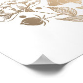 Gold Peonies Wreath Elegantes Hochzeitsszenario Poster (Ecke)