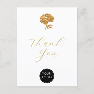 Gold Peony Business Logo-Skript Vielen Dank White Postkarte
