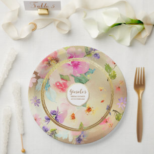 Gold Peony Floral Pappteller