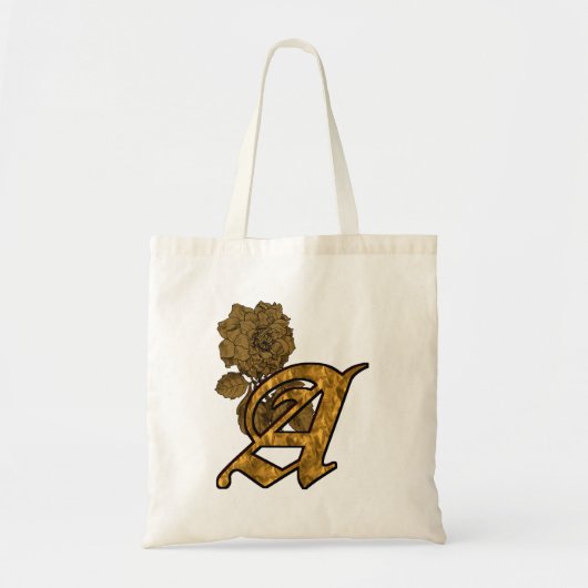 Gold Peony Monogram Initial A Tragetasche (Vorne)