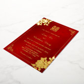 Gold Peony Red Shimmering | Chinesische Hochzeit Folieneinladung (Gedreht)