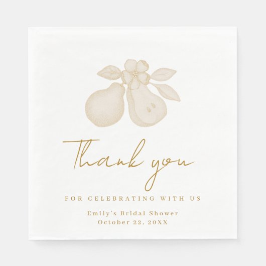 Gold Perfect Pear Brautparty Danke Napkin Serviette (Vorderseite)
