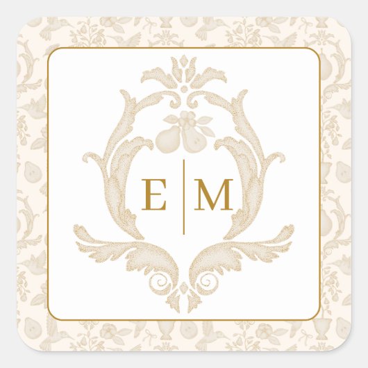 Gold Perfect Pear Monogram Wedding Sticker (Vorderseite)