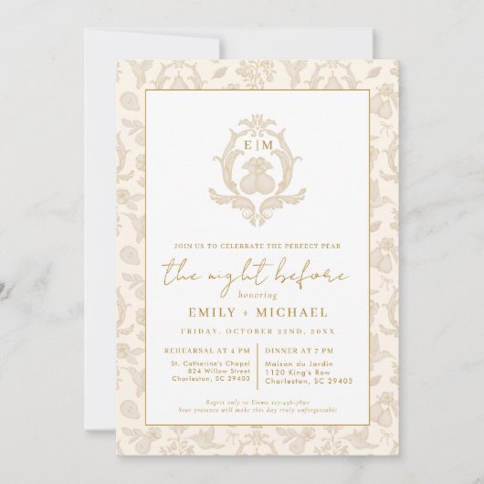 Gold Perfekte Pissabende vor dem Probe Dinner Einladung (Vorderseite)