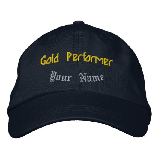 Gold Performer Navy Personalisierte Feier-Hut Bestickte Baseballkappe (Vorderseite)