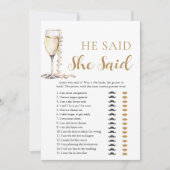 Gold Perlen und Prosecco sagte er, sie sagte Spiel Einladung (Vorderseite)