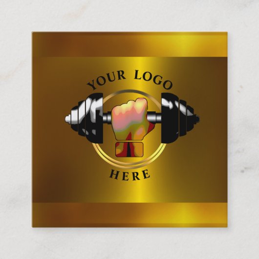 Gold Personal Trainer Social Media Business Card Quadratische Visitenkarte (Vorderseite)