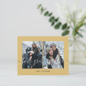 Gold Personalisiert 2 Fotos Universelle Grüße Postkarte (Stehend Vorderseite)