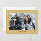 Gold Personalisiert 2 Fotos Universelle Grüße Postkarte (Vorne/Hinten)