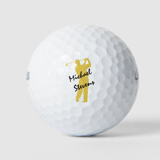 Gold Personalisiert Golfer Golfball (Vorderseite)