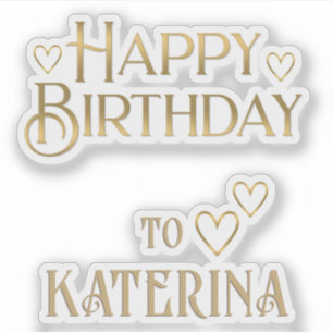 Gold Personalisiert Happy Birthday Stickers w Hear Aufkleber