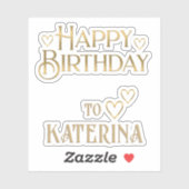 Gold Personalisiert Happy Birthday Stickers w Hear Aufkleber (Blatt)