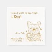 Gold Personalisierte Hunde Einfache Hochzeit Serviette (Vorderseite)