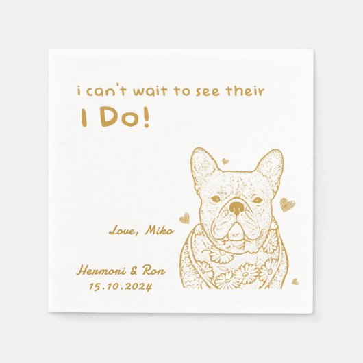 Gold Personalisierte Hunde Einfache Hochzeit Serviette (Vorderseite)