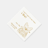 Gold Personalisierte Hunde Einfache Hochzeit Serviette (Ecke)