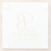 Gold Personalisierte Monogramm und Name Bridesmaid Glasuntersetzer (Rückseite)
