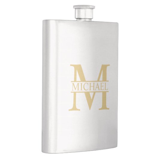 Gold Personalisierte Monogramm und Name Flachmann (Rechts)