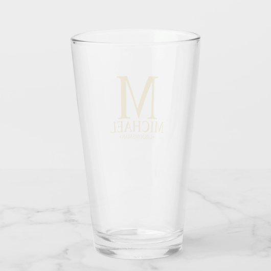 Gold Personalisierte Monogramm und Name Trauzeuge Glas (Rückseite)