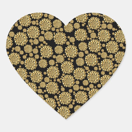 Gold Petals Heart Design Herz-Aufkleber (Vorderseite)