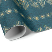 Gold-Pfau-Blume auf Aquamarinen Geschenkpapier (Rolleneckpunkt)