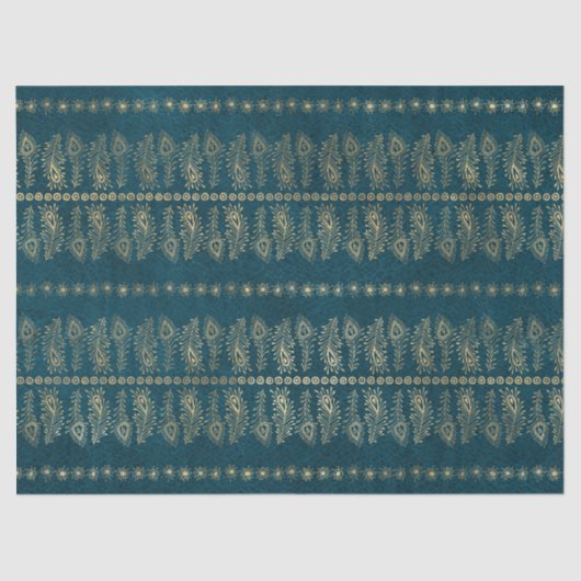 Gold Pfau-Blume für Aquamarine Entkoppelung Seidenpapier (Vorderseite)