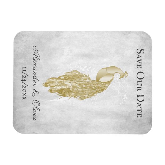 Gold Pfau speichert das Date Magnet (Horizontal)