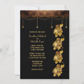 Gold-Pfauen, antikes Ägypten, Art-Déco-Hochzeit Einladung (Vorderseite)