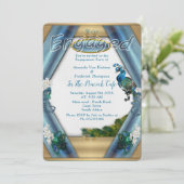 Gold, Pfauen, Federn und Smaragdgrüne Seide Einladung (Stehend Vorderseite)