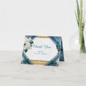 Gold, PfauenFedern auf Smaragdgrüner Seide Dankeskarte (Vorderseite)