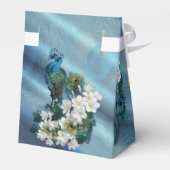 Gold, PfauenFedern auf Smaragdgrüner Seide Geschenkschachtel (Rückseite)