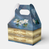 Gold, PfauenFedern auf Smaragdgrüner Seide Geschenkschachtel (Rückseite)