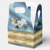 Gold, PfauenFedern auf Smaragdgrüner Seide Geschenkschachtel (Geöffnet)