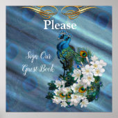 Gold, PfauenFedern auf Smaragdgrüner Seide Poster (Vorne)