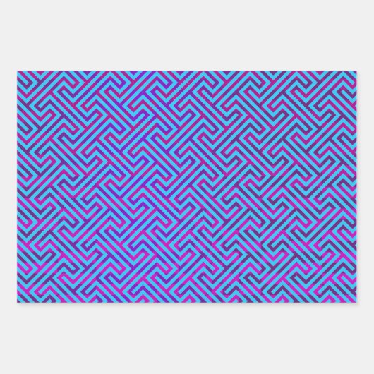 Gold Pfeile und Sky Blue Meander Sampler Geschenkpapier Set (Vorderseite 3)