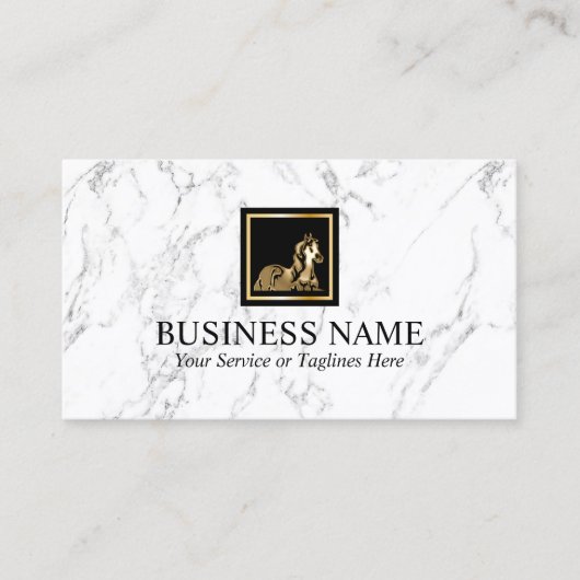Gold Pferde Pferde Pferdepony Logo Moderne weiße M Visitenkarte (Vorderseite)