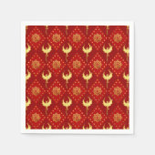 Gold Phoenix und Lotus-Symbol-Muster auf rot Serviette (Vorderseite)