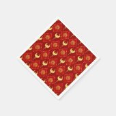 Gold Phoenix und Lotus-Symbol-Muster auf rot Serviette (Ecke)