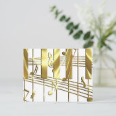 Gold Piano Keyboard Postkarte (Stehend Vorderseite)