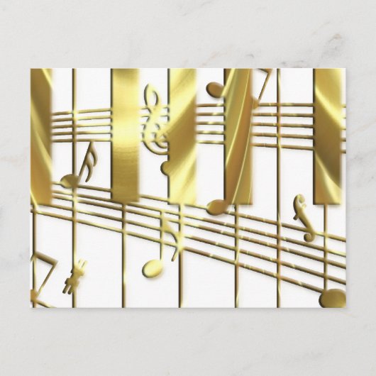 Gold Piano Keyboard Postkarte (Vorderseite)
