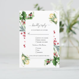 Gold Pine Berry Christmas Song Anfrage Hochzeit RSVP Karte
